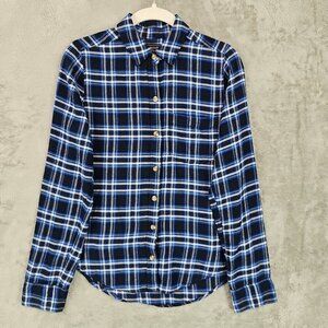 Abercrombie & Fitch Shirt Womens XS Blue Plaid Flannel Preppy Lightweight Tunic